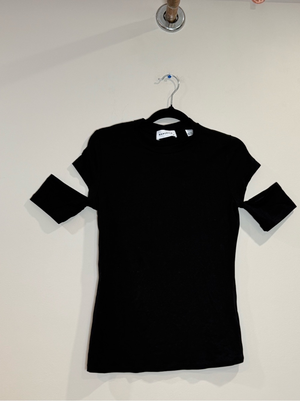 🔥MARELLA Women’s Black Short Sleeve Cutout Tee Size M EC🔥